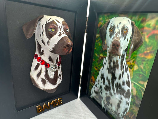 Custom 3D Pet Portrait - Personalized Pet Sculpture in Wooden Frame - Mopoly